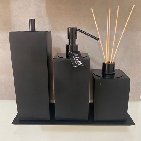 Kit 3 peças com Bandeja Preto Fosco