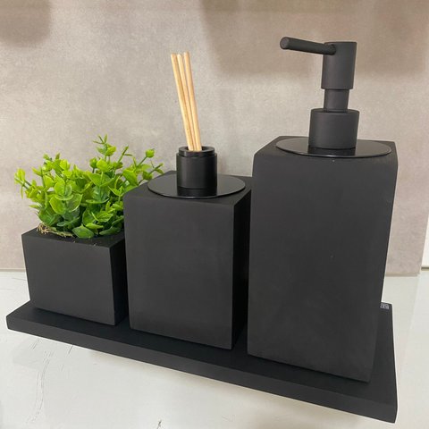 Kit 3 peças com Bandeja Preto Fosco Resimetal