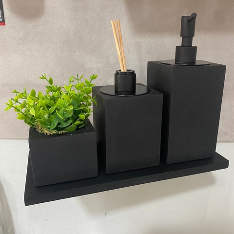 Kit 3 peças com Bandeja Preto Fosco Resimetal