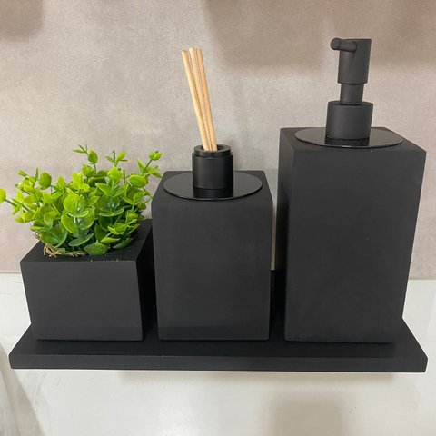 Kit 3 peças com Bandeja Preto Fosco Resimetal