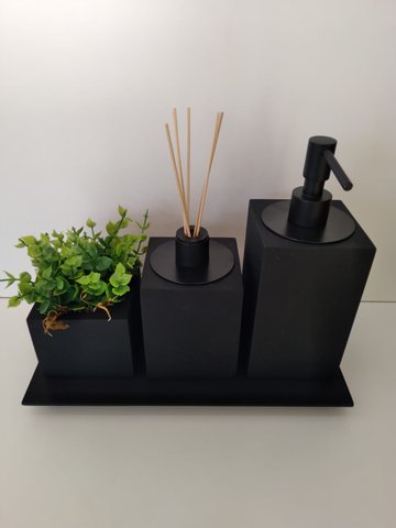 Kit 3 peças com Bandeja Preto Fosco Resimetal