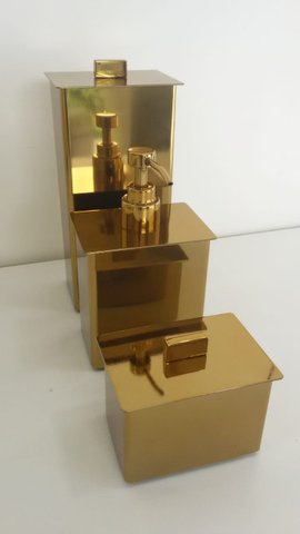 kit 3 Peças Gold - Porta Escova, Saboneteria e Porta Cotonete 18246