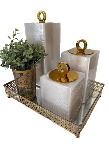 Kit 3 Peças Madreperola / Tampa Elo Gold Resimetal