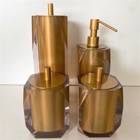 kIT 4 Peças Cristal Dourado / Tampa Dourado Escovado