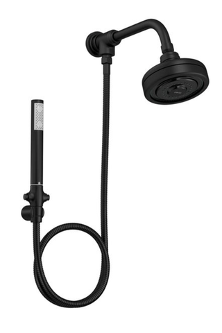 Kit Chuveiro Deca Acqua Plus Com Desviador E Ducha Manual Black Matte 1990.BL.STD.KIT.MT