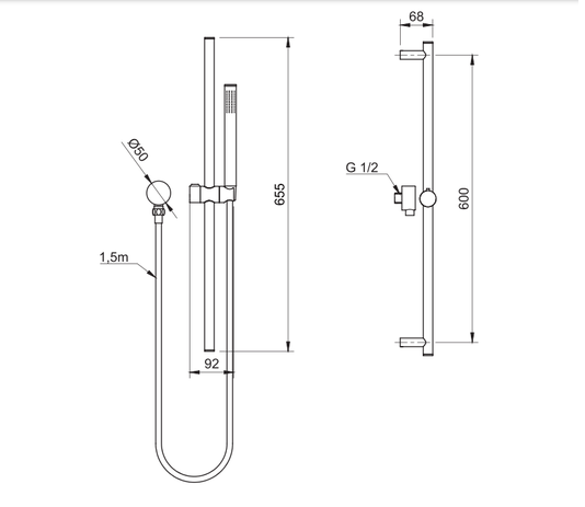 Kit de Ducha Manual com Barra Deslizante Loop DK5170MW Doka