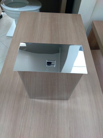 Lixeira Inox 10x20x26 Tampa Articulavel 18532