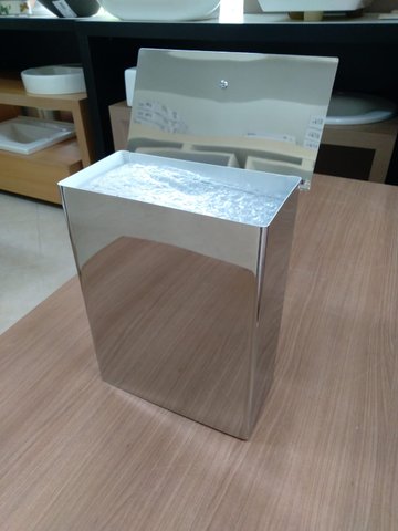 Lixeira Inox 10x20x26 Tampa Articulavel 18532