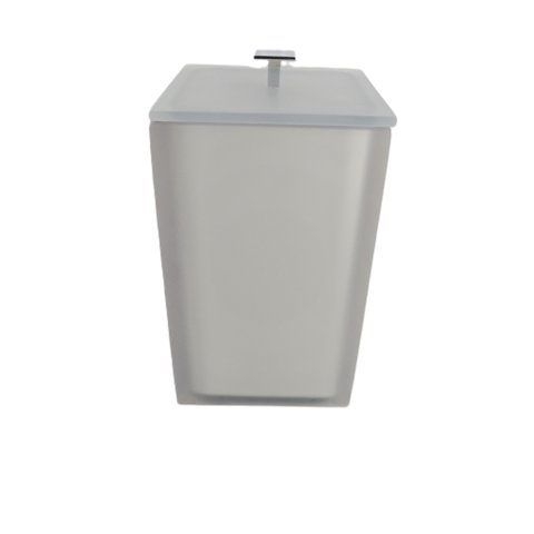 Lixeira Cristal Fosco Prata / Puxador Cromado 15x15x25 4 litros