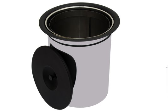 Lixeira de Embutir para Bancada 5 Litros Aço Inox 304 Preto Fosco