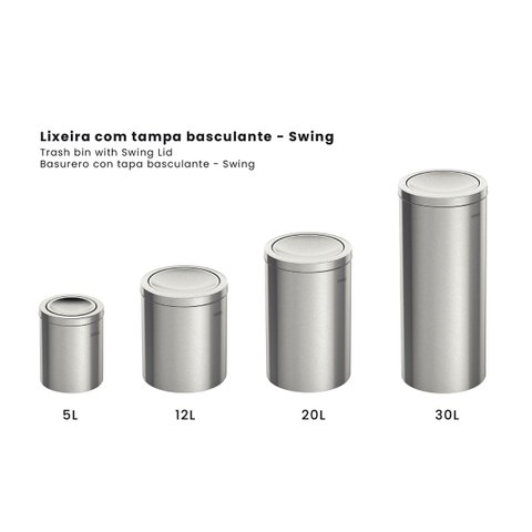 Lixeira Inox com Tampa Basculante Swing 94542.105 Tramontina