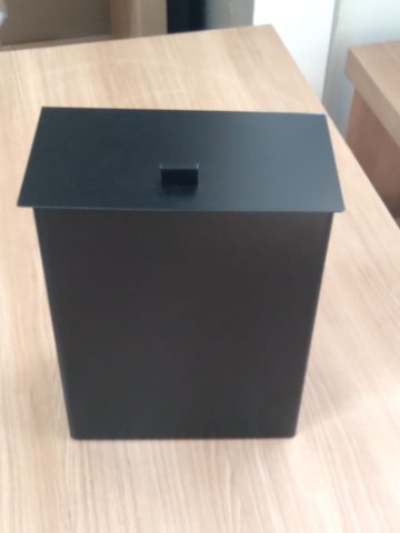 Lixeira Inox Preta 10x20x26 Tampa Articulavel 18588