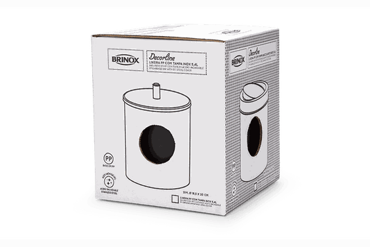 Lixeira Preta PP Tampa Inox Ø 18,5 x 23 cm 3400.252 Brinox
