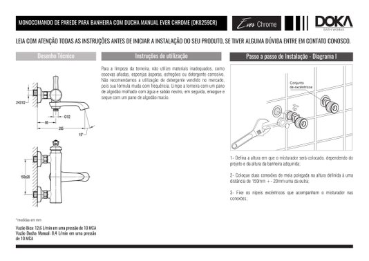 Monocomando de Parede para Banheira Ever Orb DK8259OB Doka