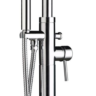 Misturador Monocomando de Piso para Banheira com ducha manual cromado