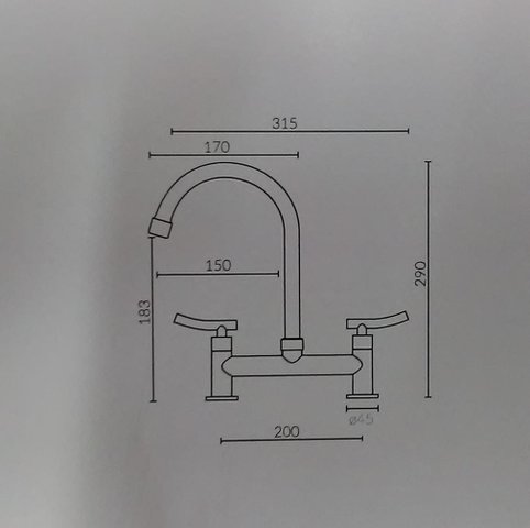 Misturador duplocomando para cozinha de mesa 386 Kromma
