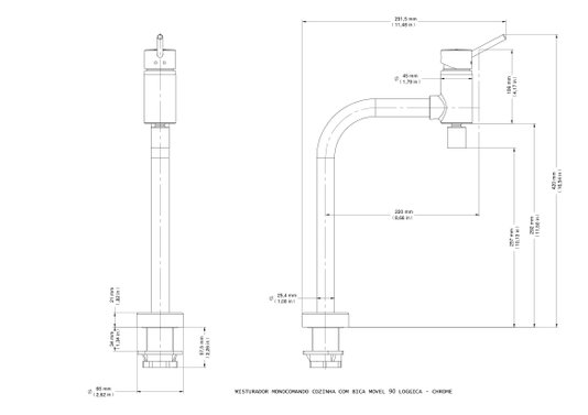Misturador Monocomando Lóggica para Cozinha 578106 Docol