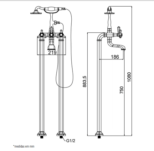Monocomando de Piso para Banheira Favo DK8237GO Doka
