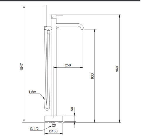 Monocomando de Piso para Banheira Loop DK5165BN Brushed Nickel Doka