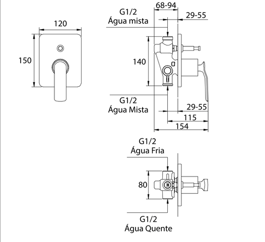 Monocomando para Chuveiro com Desviador DK5193BN Rainbow Doka