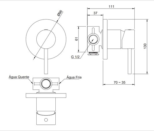 Monocomando para Chuveiro ou Banheira Loop DK5169MB Doka