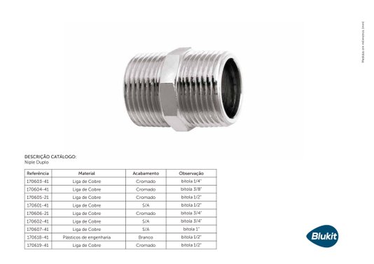 Niple Duplo Cromado de 1/2" Blukit