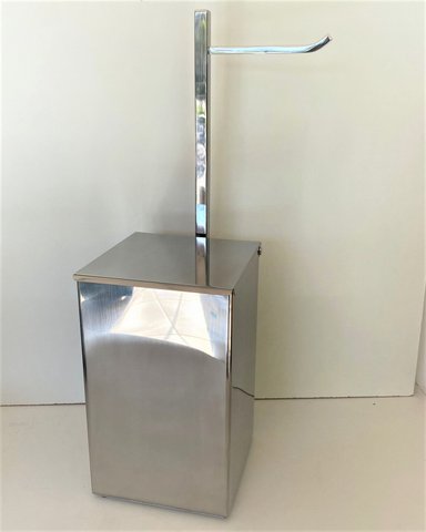 Papeleira de Chão com Lixeira Inox Polido