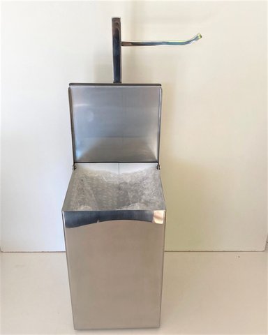 Papeleira de Chão com Lixeira Inox Polido