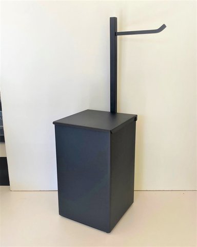 Papeleira de Chão com Lixeira Inox Preto Fosco