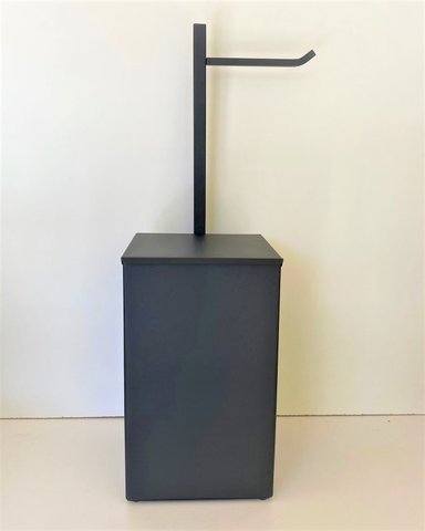 Papeleira de Chão com Lixeira Inox Preto Fosco