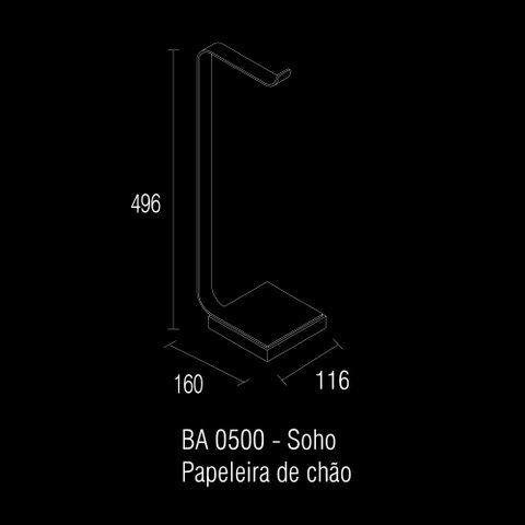 Papeleira de chão Soho Gold com pedra branca BA 500.A02 Zen Design