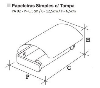 Papeleira Simples com Tampa Cromada PA02 Cony