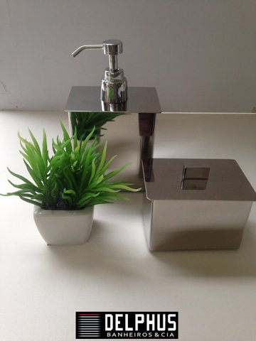 Porta Cotonete Retangular Inox Cromado 14216