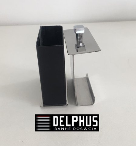 Porta Fio Dental Preto com Inox