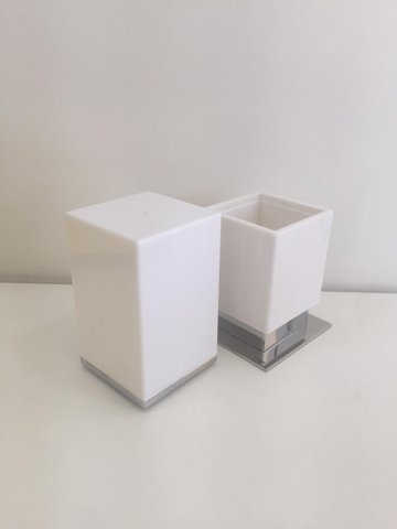 Porta Objeto de Balcão Cromo/Branco One - Zen Design BA0218.203