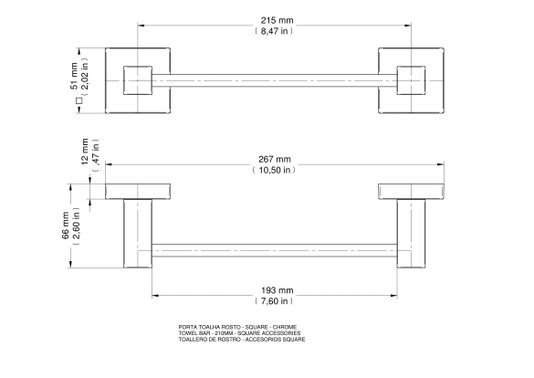 Porta-Toalhas Rosto Square 388406 Docol