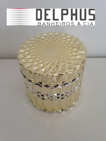 Pote dourado Redondo em Vidro Trabalhado