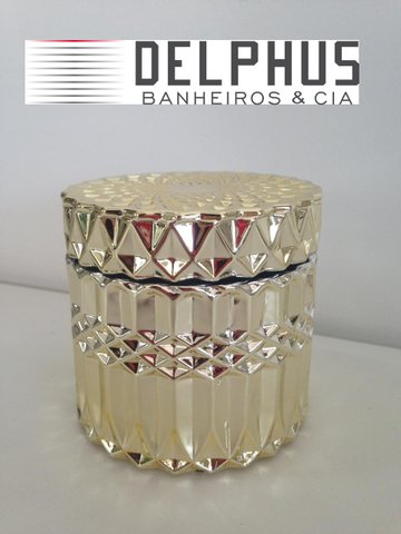 Pote dourado Redondo em Vidro Trabalhado