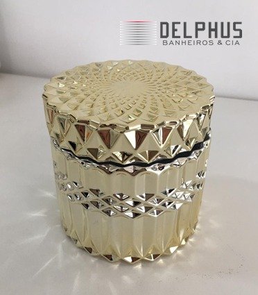 Pote dourado Redondo em Vidro Trabalhado