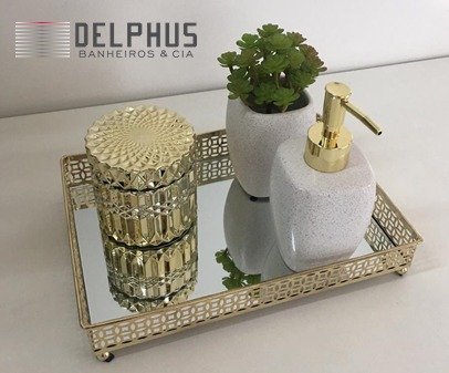 Pote dourado Redondo em Vidro Trabalhado