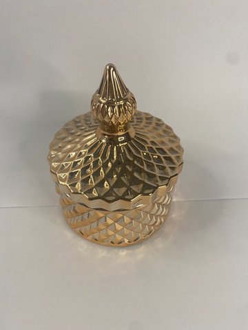 Pote Rosê Gold Redondo em Vidro Trabalhado