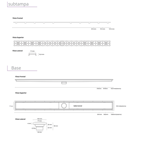 Ralo linear Royal oculto 90cm