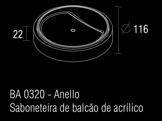 Saboneteira de balcão cromo/branco Anello BA 0320.203 Zen Design