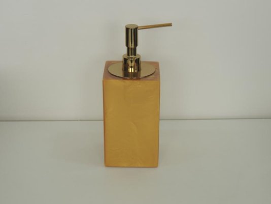 Saboneteira Liquida de Mesa (14,0 X 8,0 X 8,0)cm em Poliester Dourado com Dosador Dourado