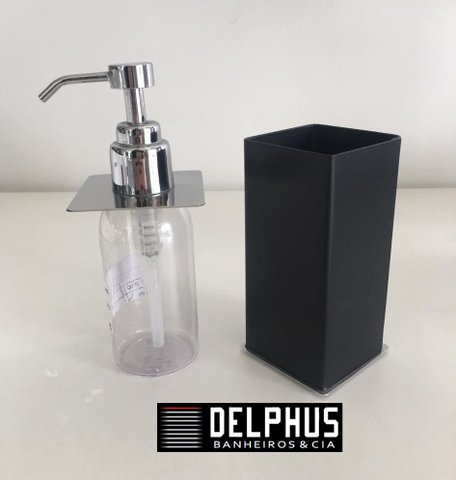 Saboneteira Liquida Quadrada Preta