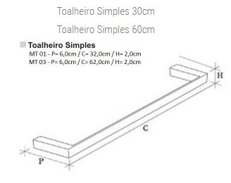 Toalheiro de Rosto 30cm Metric Preto Fosco MT031 Cony