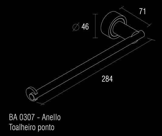 Toalheiro ponto cromo/cromo/polido Anello BA 0307.694 Zen Design