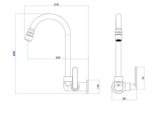 Torneira De Parede Para Cozinha Flex Plus 1168.C21.CLM