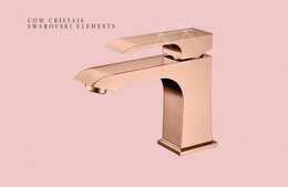 Monocomando para Lavatorio RB8852 Fahion Rose Gold com Cristais Rubinettos