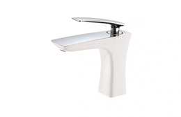 Misturador Monocomando para Lavatorio PURE Baixo branco com Cromado RUBINETTOS